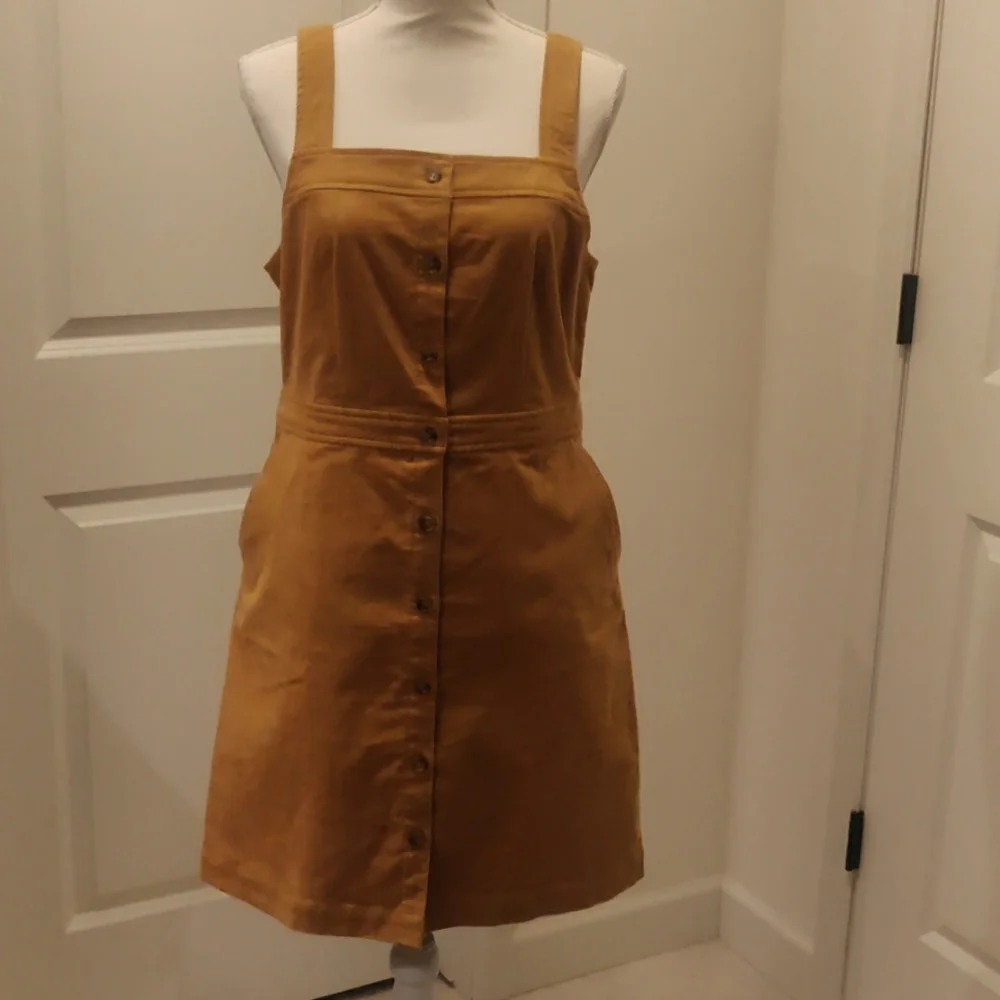 J.Crew mustard cotton corduroy button down dress Academia school girl Y2K Core - Picture 1 of 8